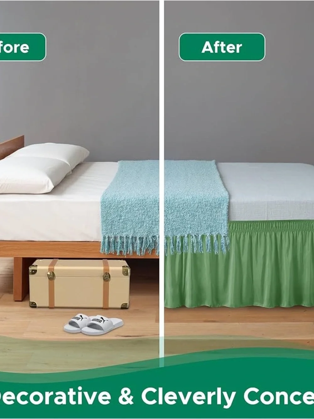 Biscaynebay Wrap Around Bed Skirts for Queen